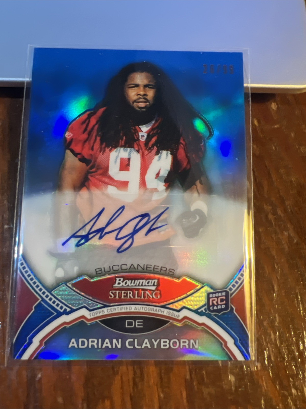 ADRIAN CLAYBORN 2011 Bowman Sterling Blue Refractor RC /99 Auto Iowa Buccaneers
