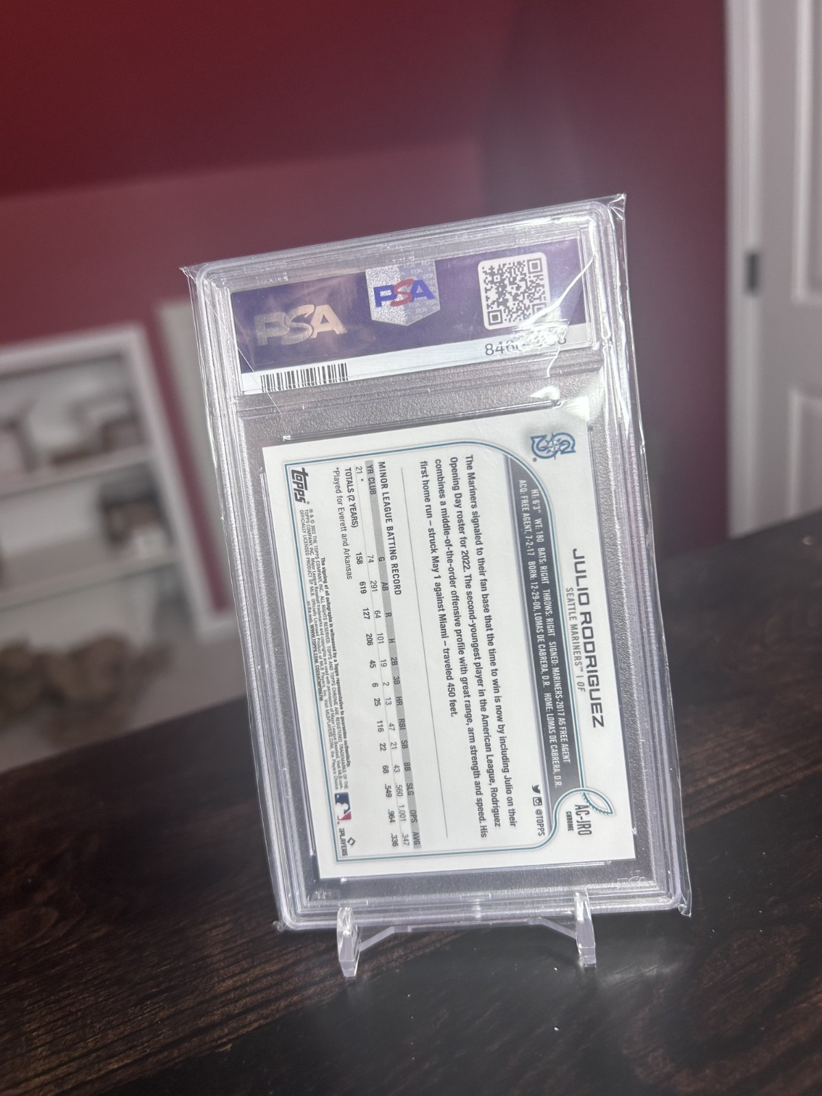 2022 Topps Chrome Update Julio Rodríguez Rookie Refractor Auto #AC-JRO RC PSA 10