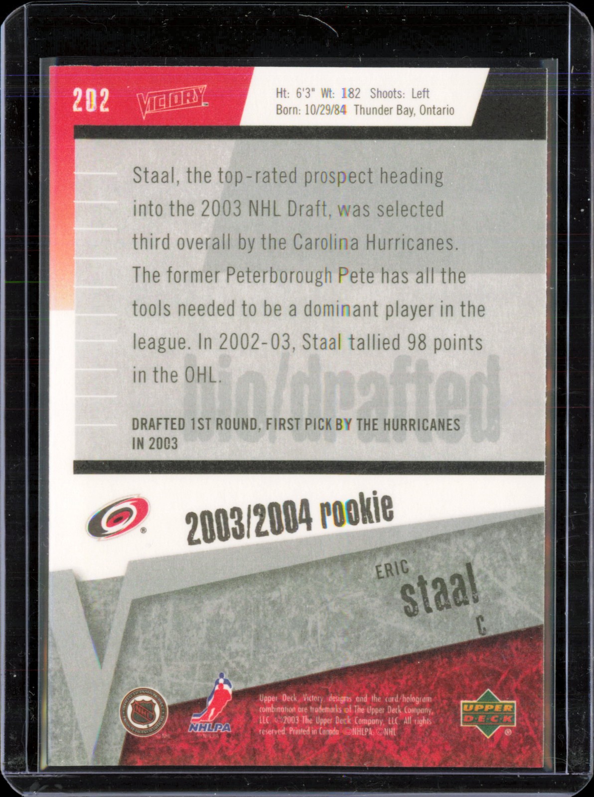 2003-04 Upper Deck Victory #202 Eric Staal
