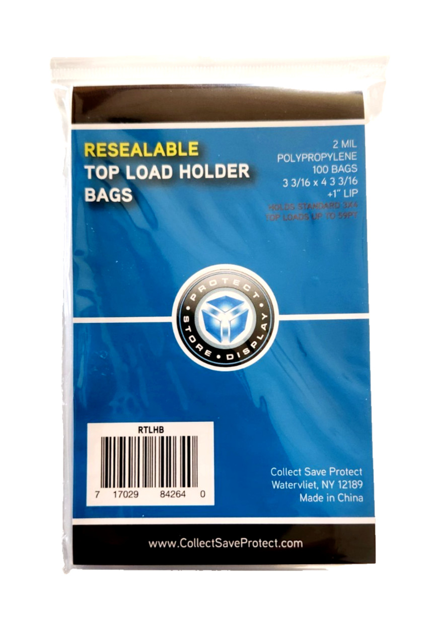 100 CSP Top LOAD Holder BAGS Top Loaders Perfect FIT Single Toploaders 55pt-59pt