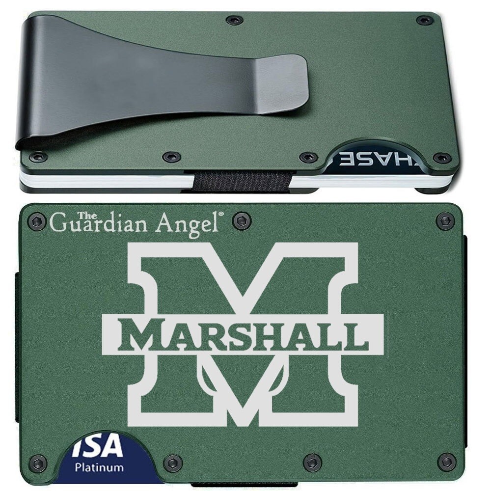 Marshall Thundering Herd Engraved Titanium Carbon Fiber RFID Blocking Wallet D7