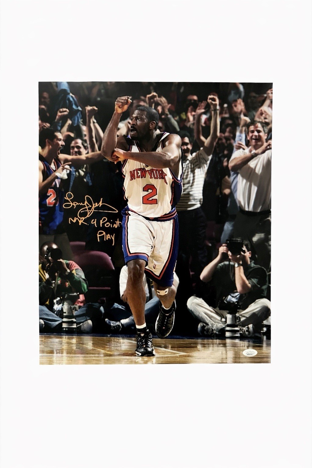 Larry Johnson Signed 16×20 Photo Mr 4 Point Play JSA Witness COA Knicks