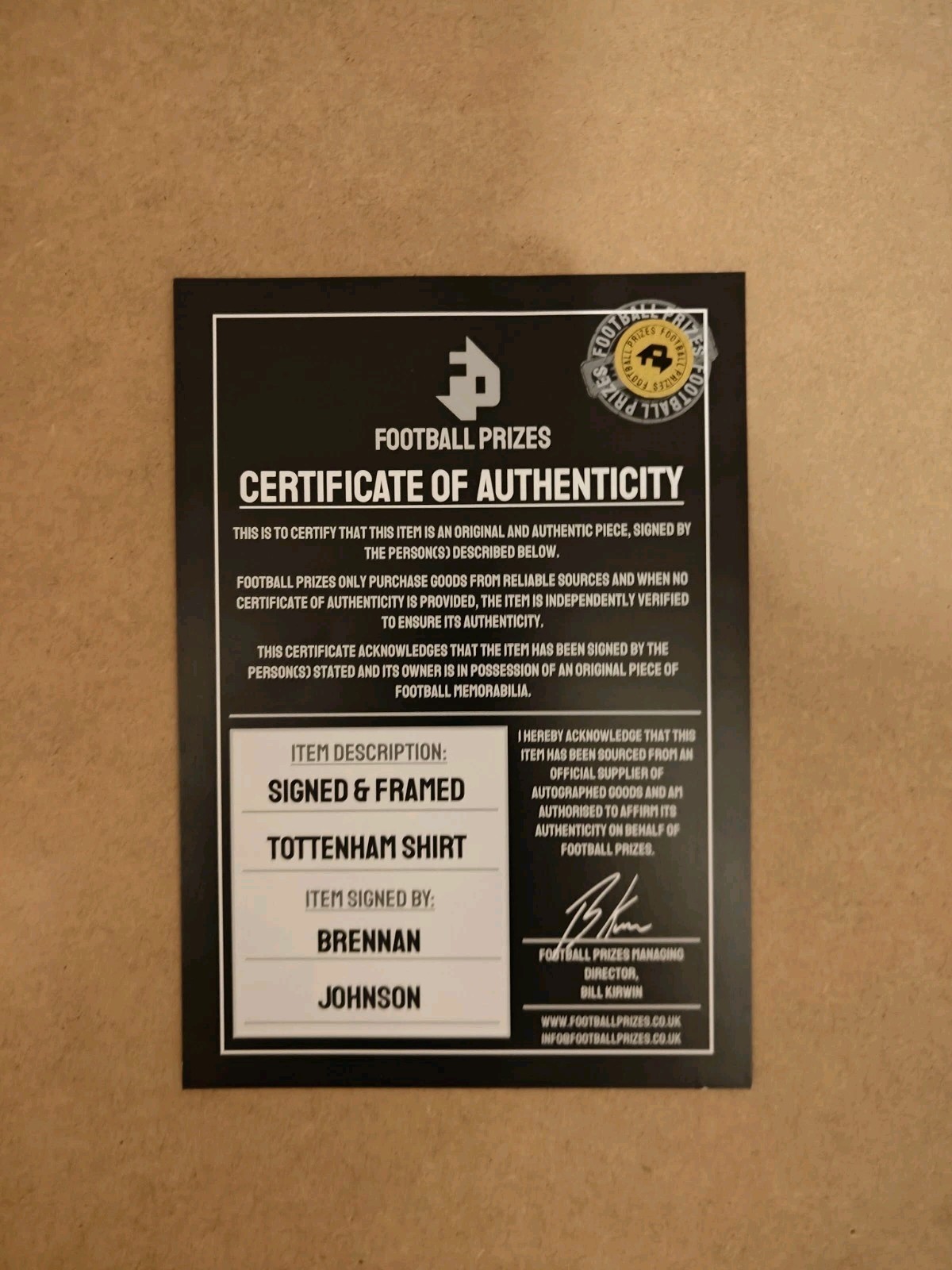 Brennan Johnson Signed and Framed Tottenham Hotspur Shirt – Football Prizes COA