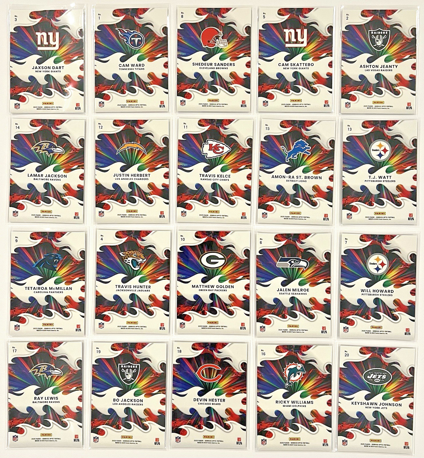 2025 Donruss Optic Light It Up Complete 20 Card Insert Set Dart Ward Lamar
