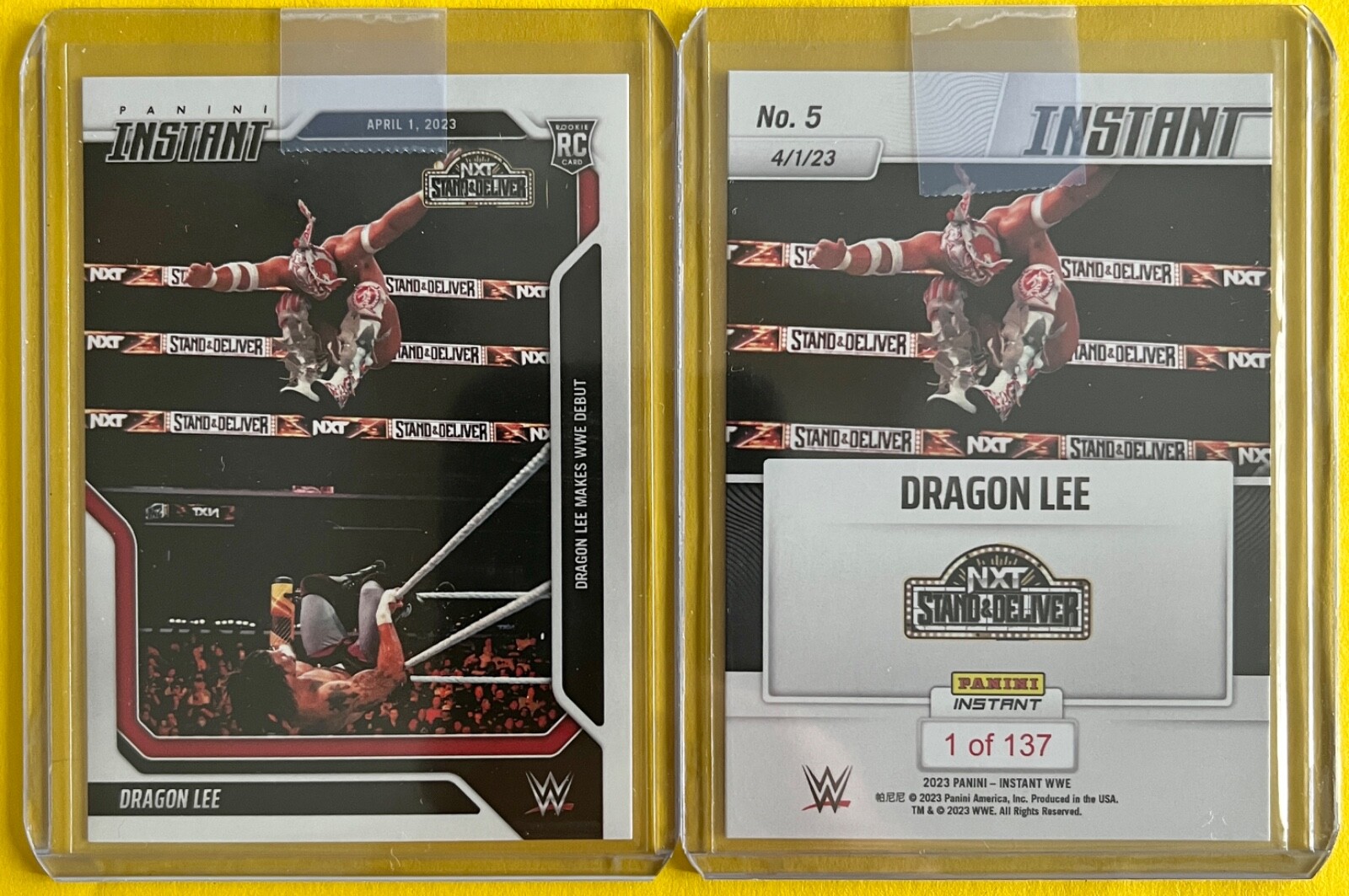 Dragon Lee 2023 Panini Instant WWE 1ST NXT ROOKIE Card #5 (PR 137)