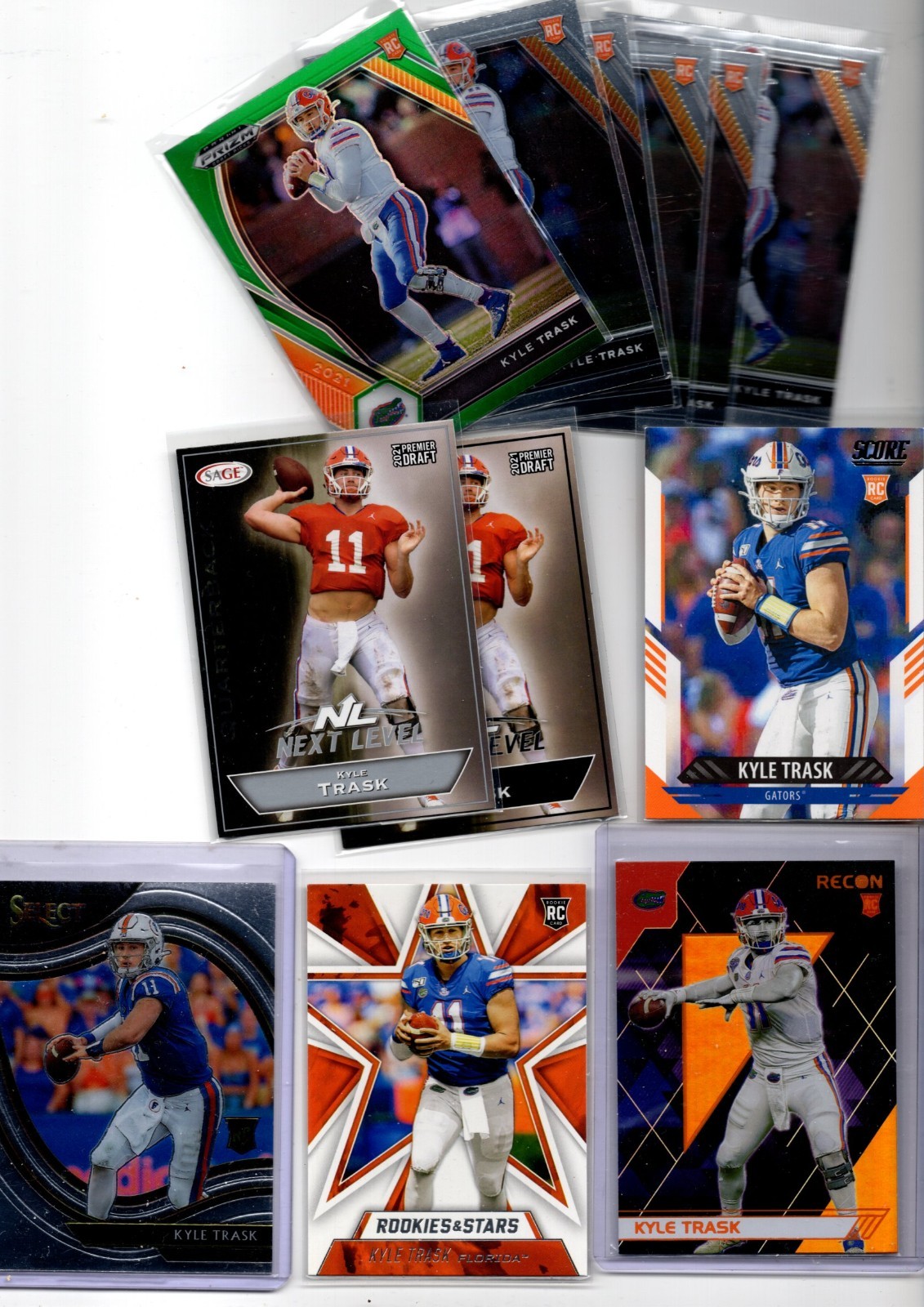 Kyle Trask 46 RC Lot – Featuring Several Parallels -WOW – ALL 46 ROOKIE CARDS !