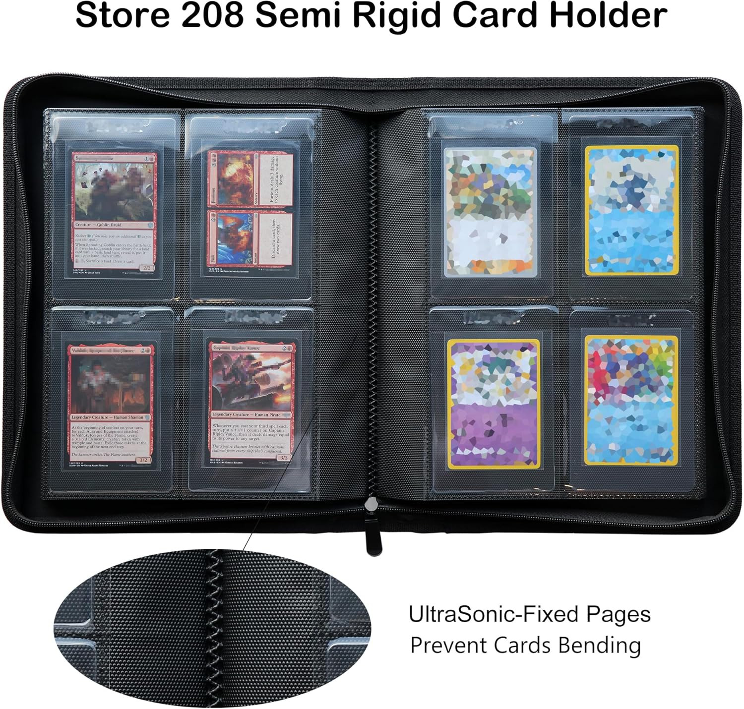 4 Pocket Semi Rigid Card Holder Binder Album Holds 208 Trading Card Cases