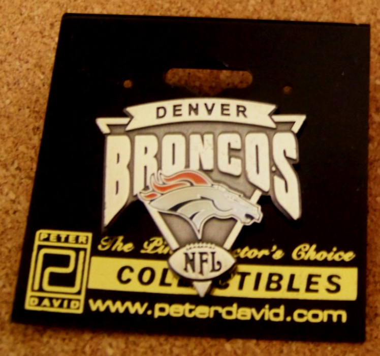Denver Broncos triangular steel tone pin NFL FREE SHIPPING