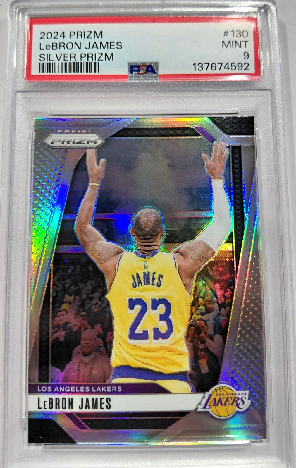 2024 Panini Prizm – LeBron James #130 Silver Prizm Lakers PSA 9