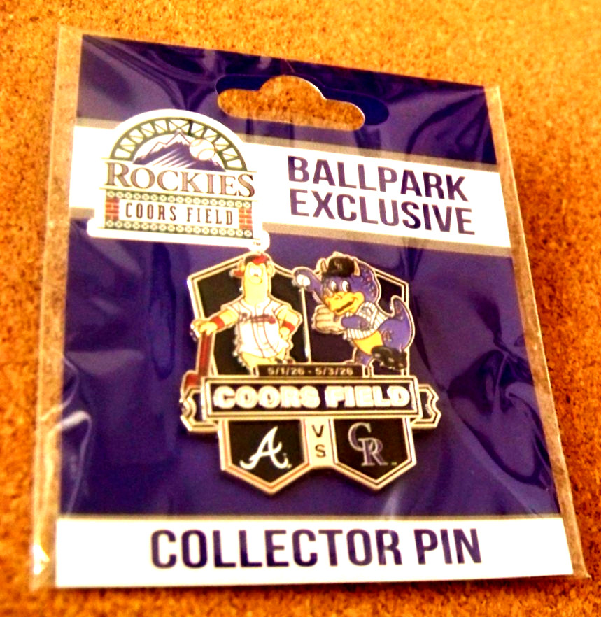 2026 Atlanta Braves Colorado Rockies pin mascots Blooper Dinger MLB c47344