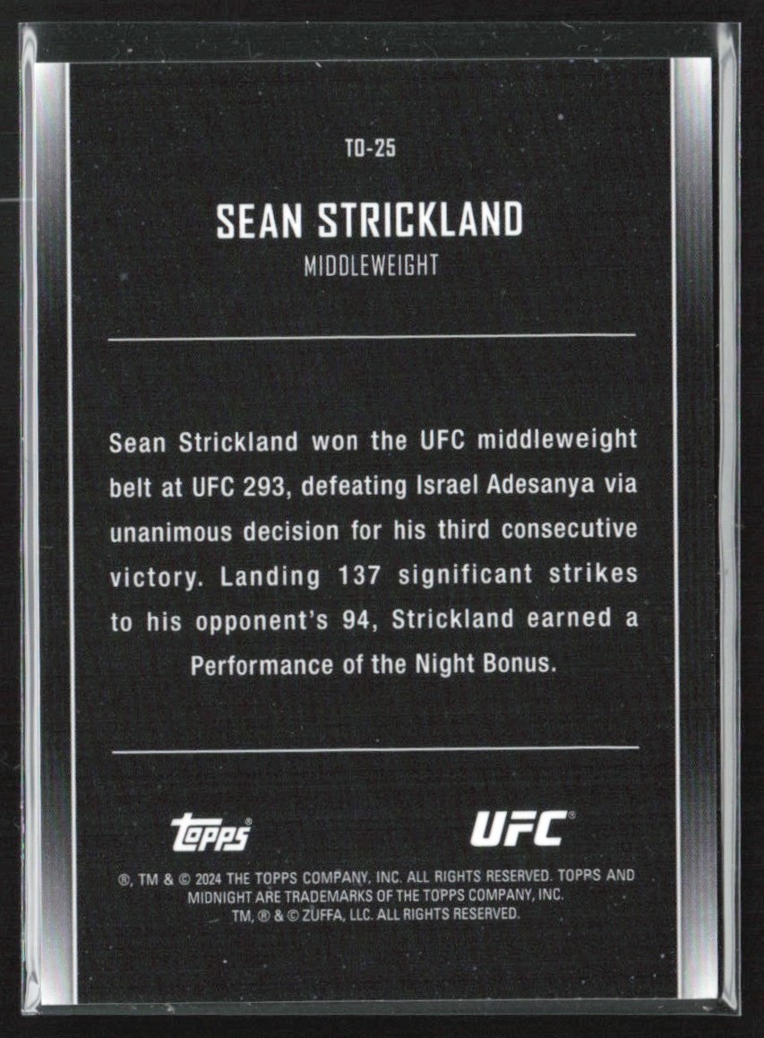 Sean Strickland 2024 Topps UFC Midnight The One And Only #TO-25