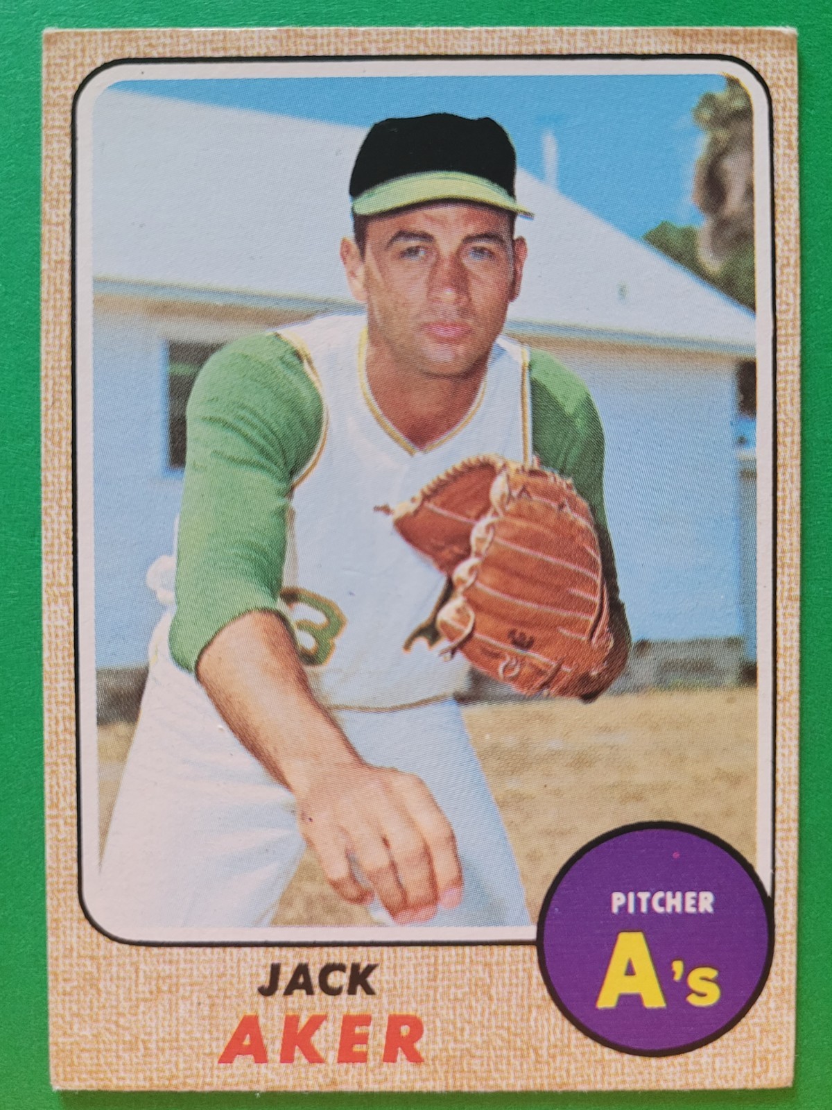 1968 Topps JACK AKER #224 Oakland Athletics EX Clean, Centered Bron Vintage