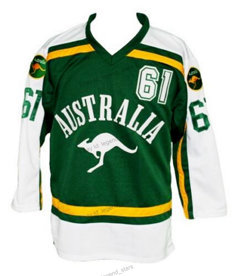 Custom Retro Team Australia Hockey Jersey Sewn Green Any Name Number