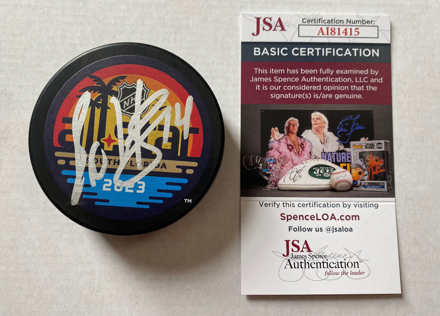 NEW YORK ISLANDERS- BO HORVAT AUTOGRAPH 2023 ALL-STAR LOGO PUCK JSA AI81415