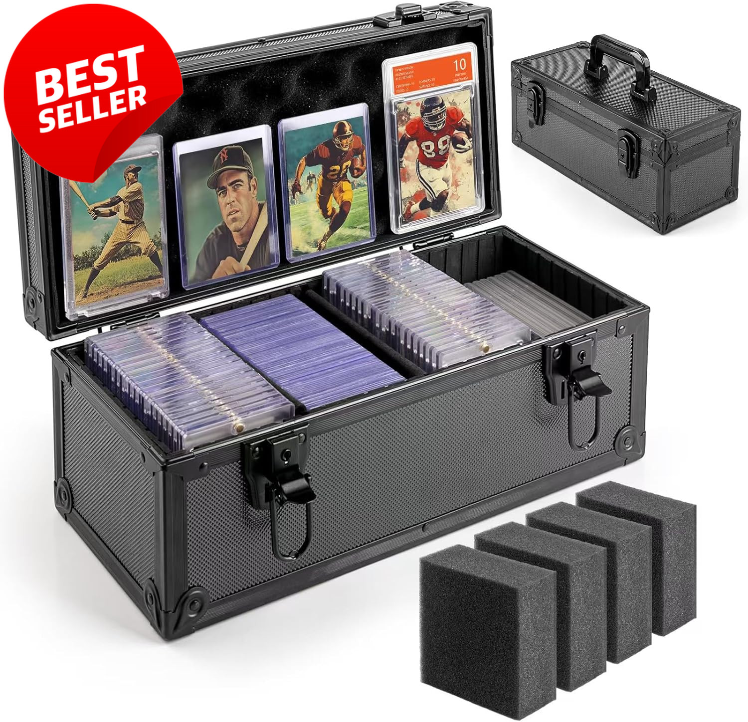 Top Loader Storage Box with Key Lock Holds 300+ Trading Sports Cards – US