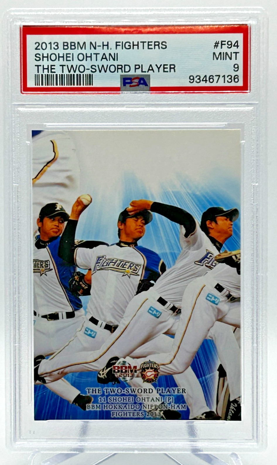 2013 BBM Hokkaido Nippon-Ham Fighters Shohei Ohtani TWO-SWORD PLAYER #F94 PSA 9