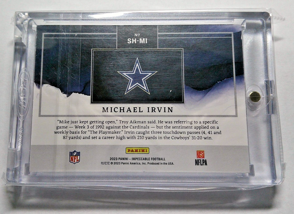 2023 PANINI IMPECCABLE MICHAEL IRVING HALL OF FAME 1 OZ SILVER BAR CARD #24/25