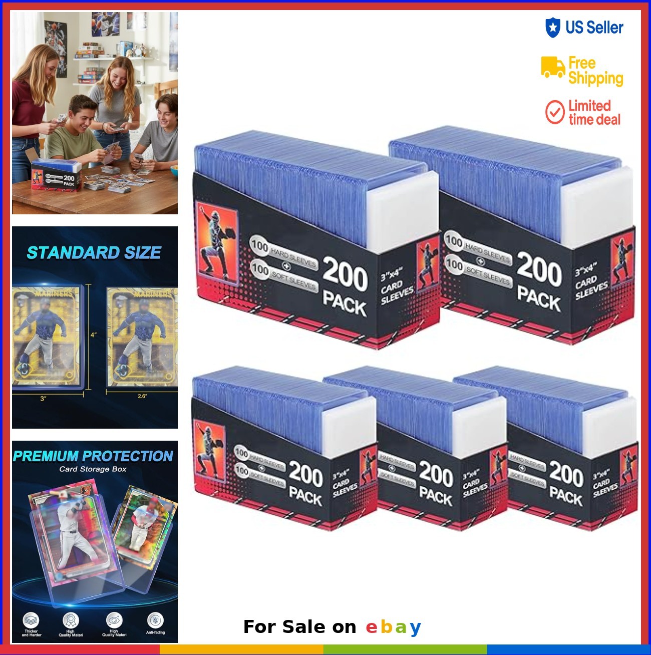 Card Sleeves 1000 Count Hard Plastic Protectors 3X4 Inches for Trading Sports