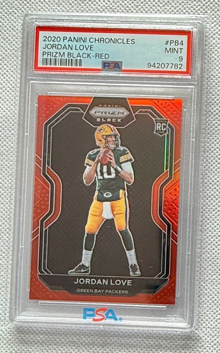 Jordan Love 2020 Chronicles Prizm Black Red PB4 – #21/99 PSA 9 Packers 💎📈🔥