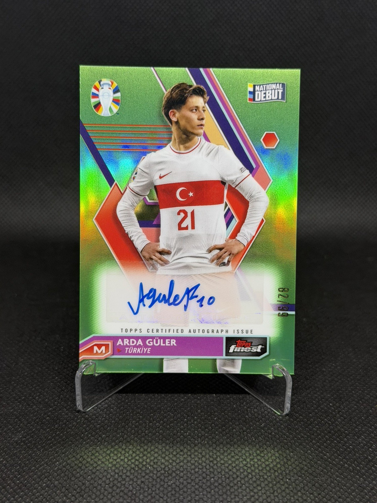 2024 Topps Finest Road To UEFA EURO Arda Guler Auto Green Refractor /99