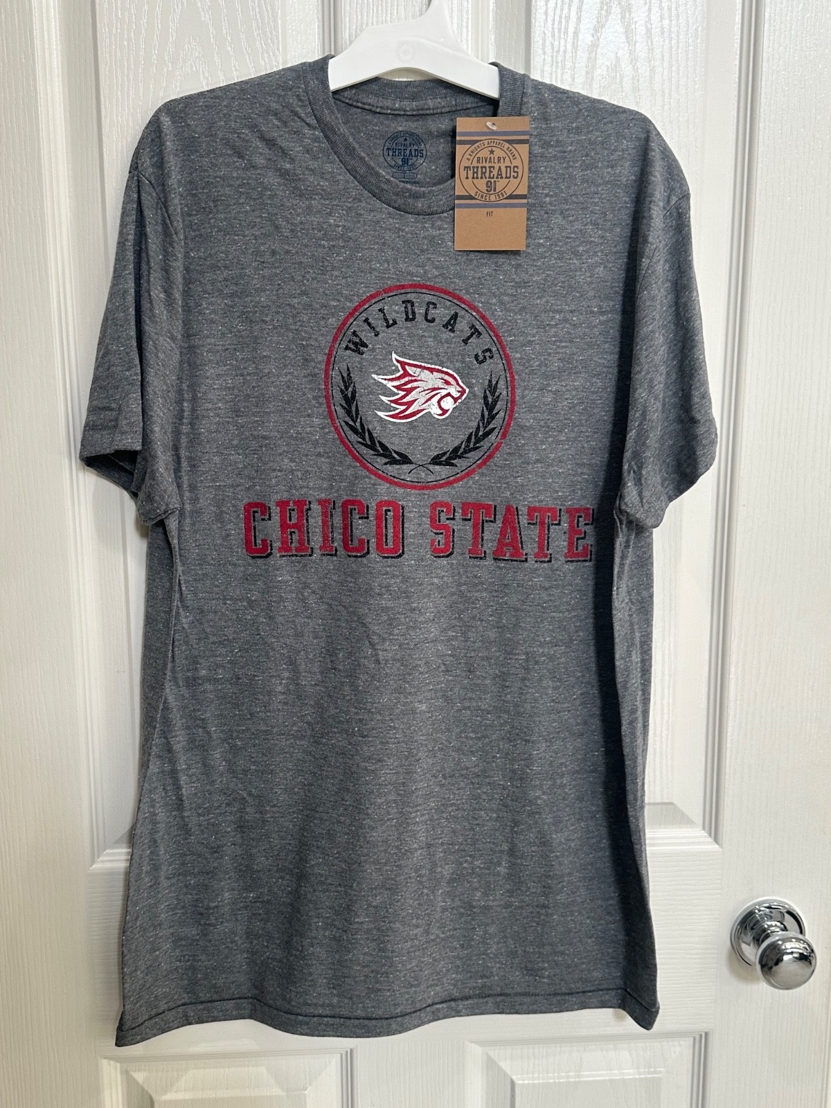 New Men’s Chico State Wildcats Crew Neck T Shirt Heather Gray Short Sleeve Tee