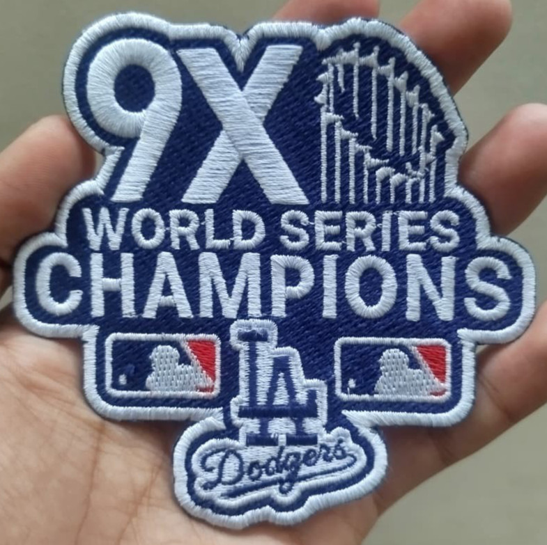LA Dodgers 9x World Series Champion Iron On Patch-Sew Patch-Embroidered