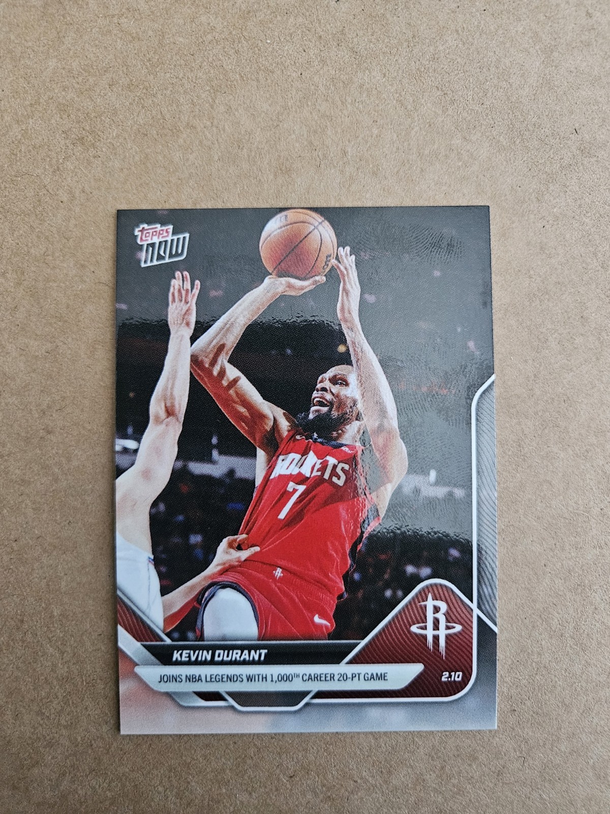Brand New 2025-26 Topps Now Rockets Kevin Durant 1,000th Career 20 Point Game.