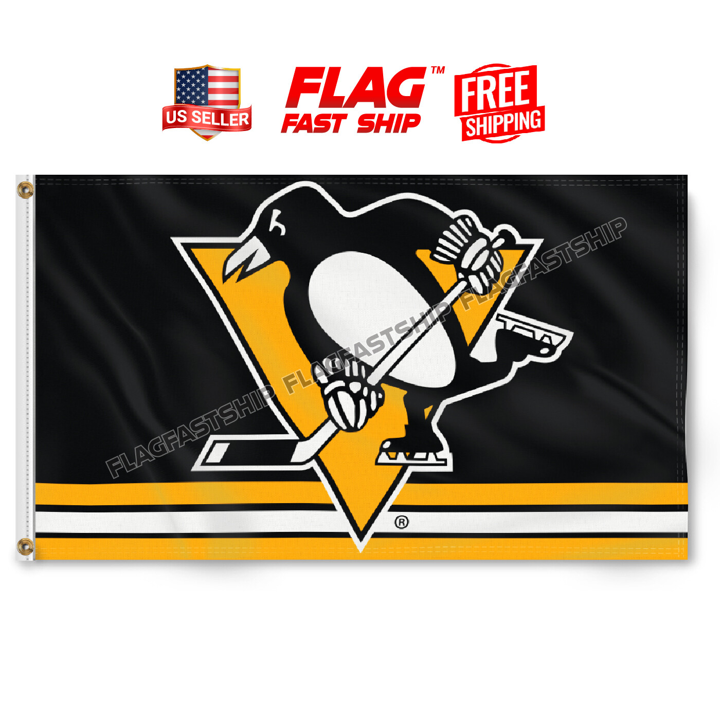 Pittsburgh Penguins 3×5 Flag Man Cave New Flags Wall Decor Sign FREE Shipping