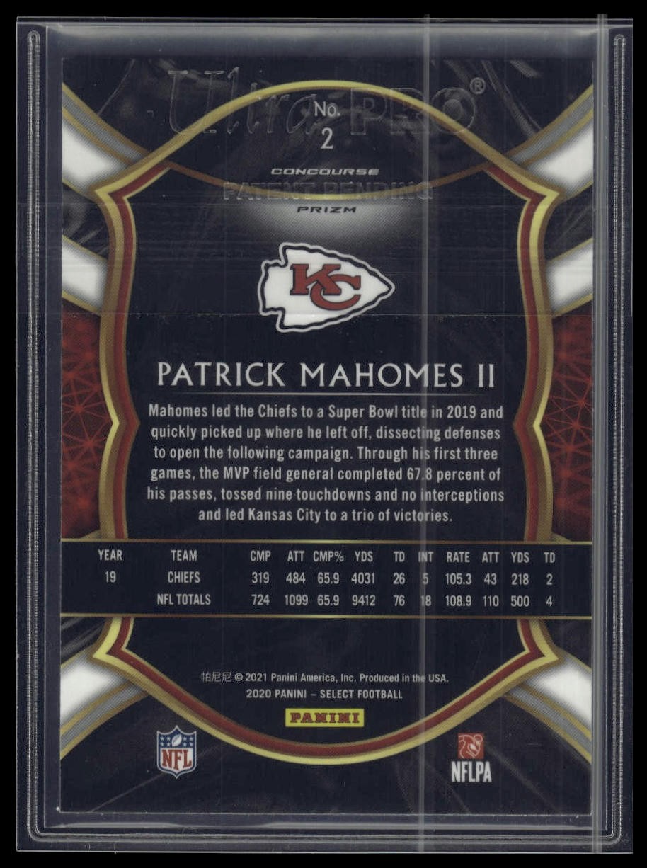2020 Panini Select #2 Patrick Mahomes II Silver Prizm