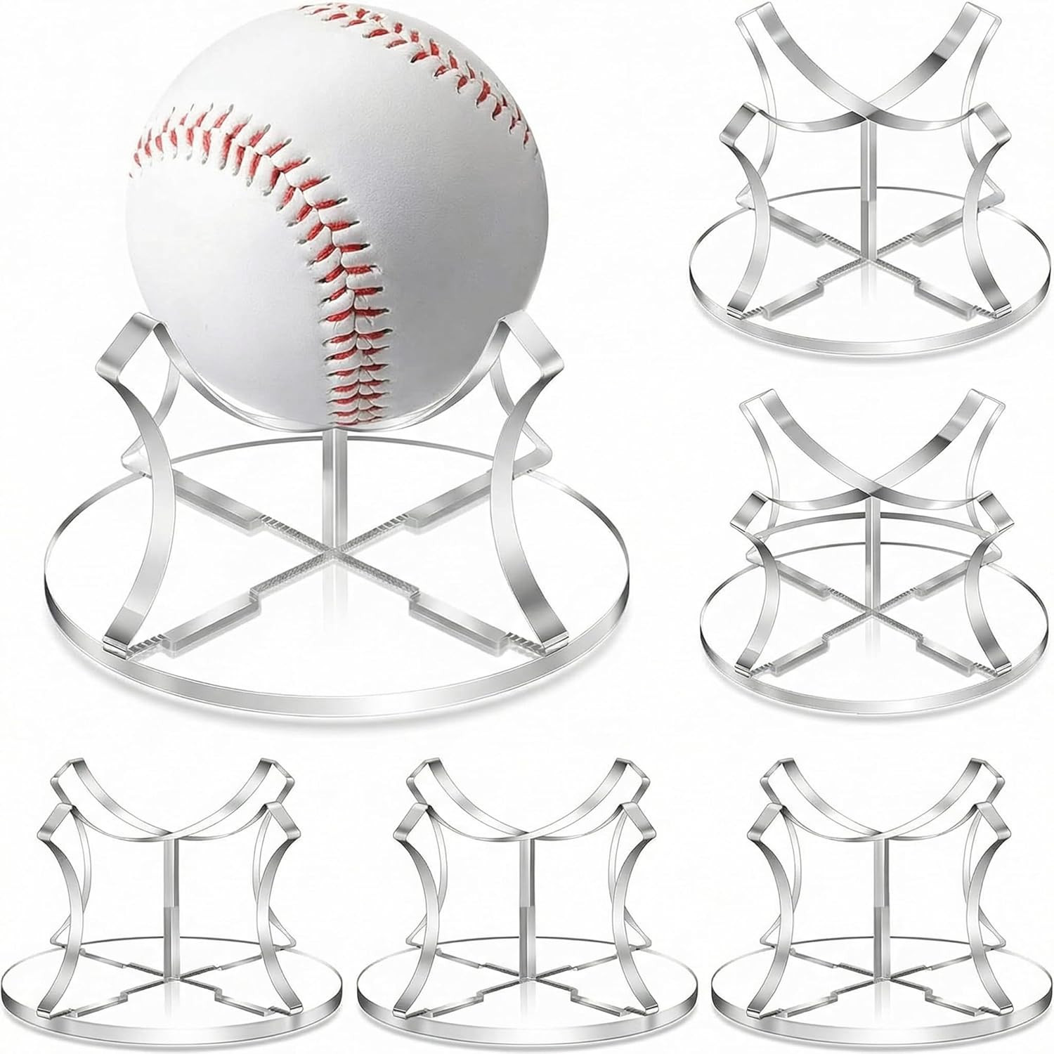 6 Pack Baseball Display Stand, Acrylic Ball Display Holder Transparent Sports Ba
