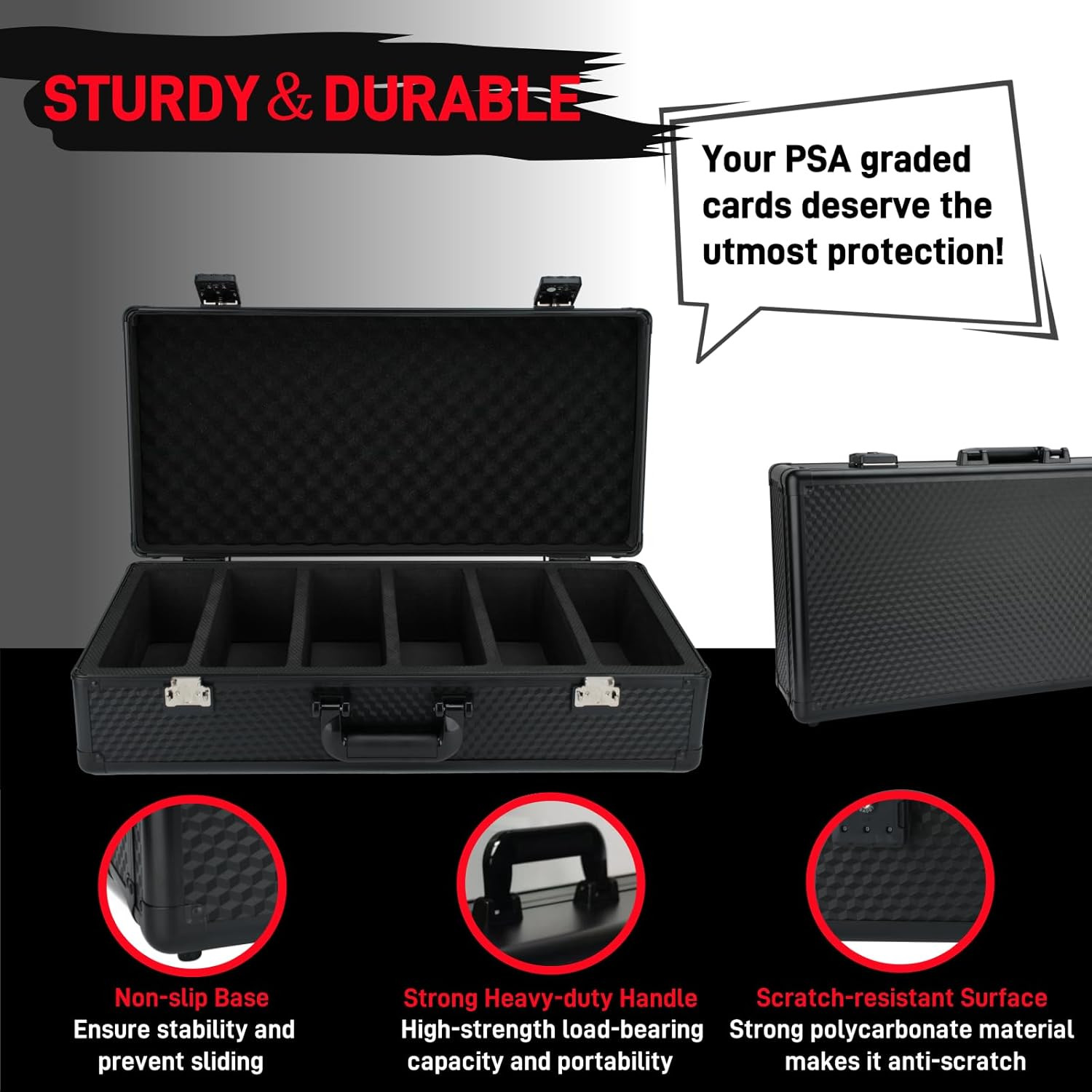 6 Row 250+ TSA Combination Lock Trading Deck Cases Graded Card Case Psa Graded C