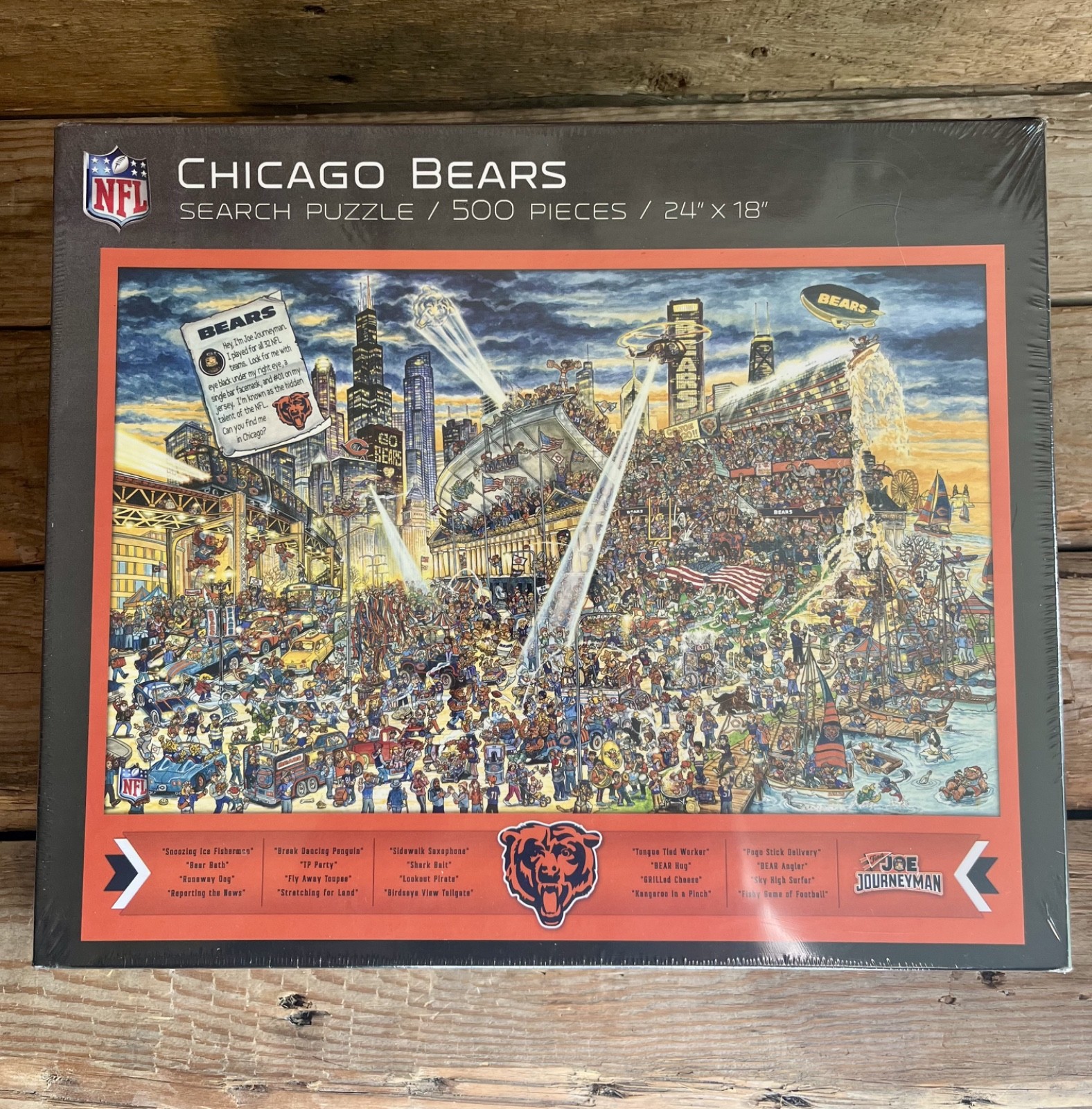 Chicago Bears FIND Joe The Journeyman Search Puzzle 500 Pcs 24″ × 18″ Sealed