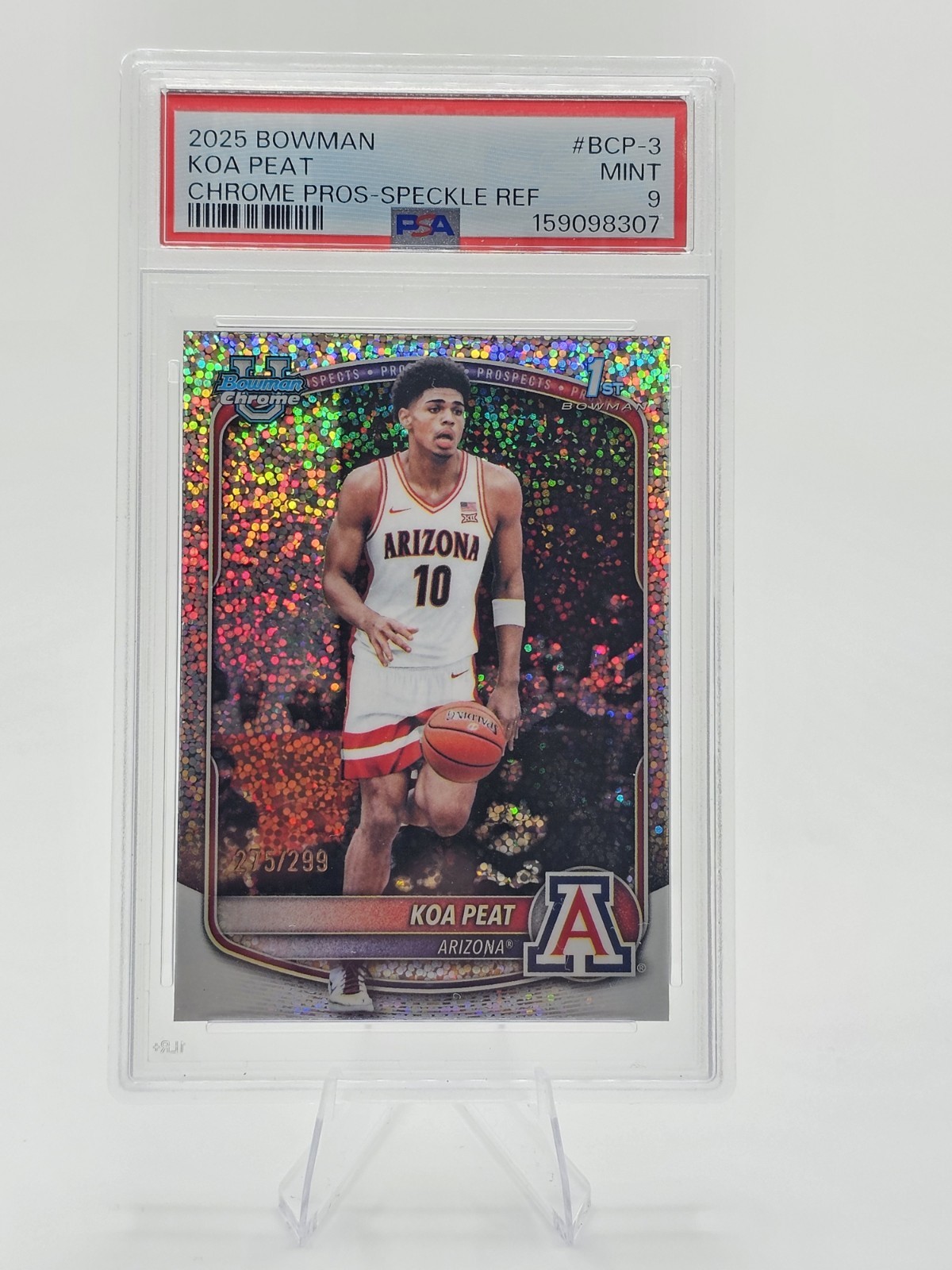 Koa Peat /299 2025 1st Bowman Speckle Refractor #BCP-3 Arizona RC Rookie PSA 9