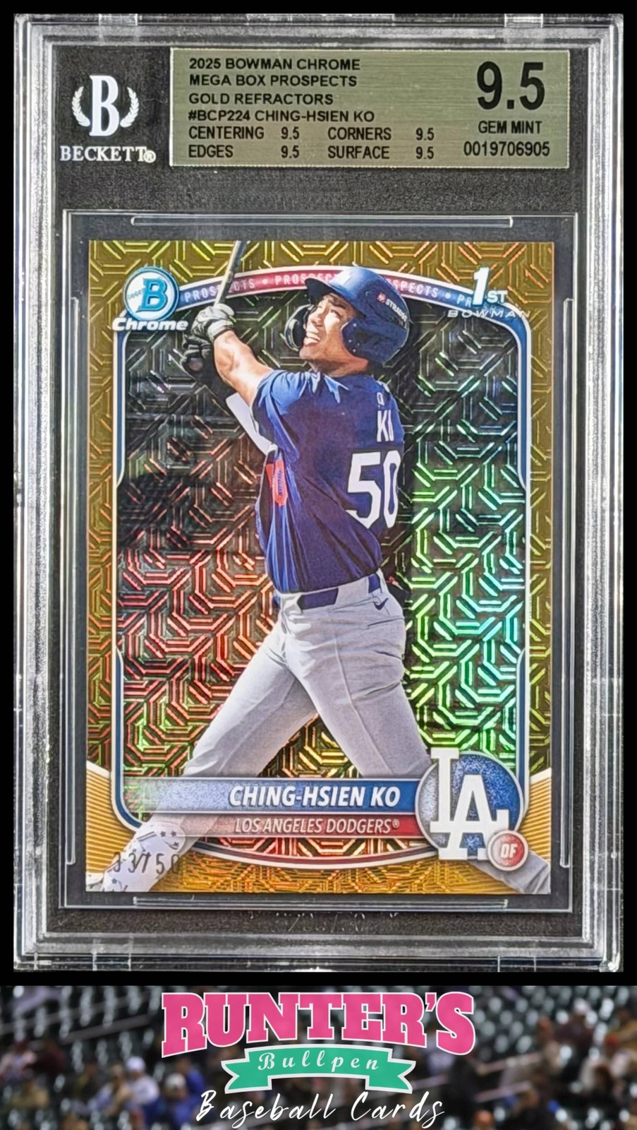 2025 Bowman Chrome Mega Box #BCP-224 Ching-Hsien Ko 1st Gold Mojo /50 BGS 9.5